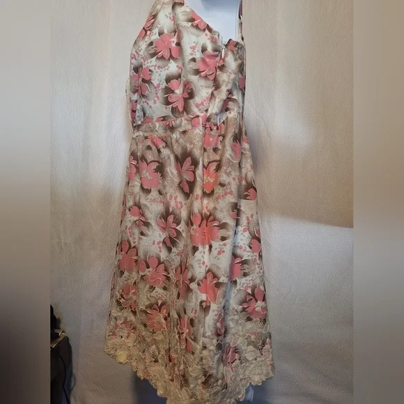 ROMY thin strap floral camisole tank top. Size L. Pink and white - Picture 5 of 12